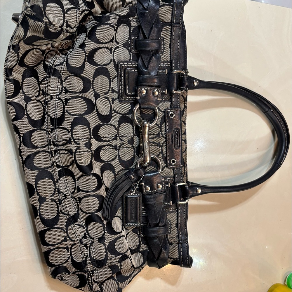 Coach Black and Gray Signature Tote Bag